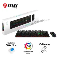 MSI - Kit Teclado Y Mouse Gamer GK300 Mecánico RGB Swiches Azul - Negro