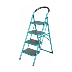 Total Tools - Escalera tubular de acero 4 pasos soporta 150kg Total