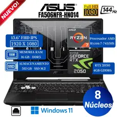 ASUS - Laptop TUF Gaming A15 FA506NFR-HN014 15.6” FHD, Ryzen 7-7435HS, Ram 16GB, SSD 512GB, RTX 2050