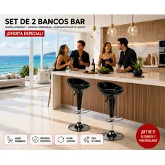 GENERICO - SET X 2 BANCO SILLA BAR RIWAY NEGRO