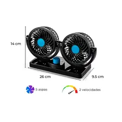 GENERICO - Ventilador Doble Giratorio para Auto Camioneta Conexion Cigarrera 12V