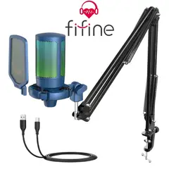 FIFINE - Micrófono A6T BLUE Soporte de brazo