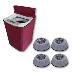 GENERICO - Funda Lavadora Lona color Vino 15-22 kg + 4 Soportes