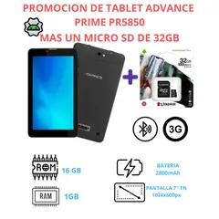 ADVANCE - TABLET AVANCE PRIME PR5850 COLOR NEGRO MAS UN MICRO SD 32GB