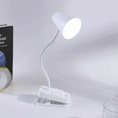 GENERICO - Lámpara LED de Escritorio Flexible Blanco Gancho a pilas