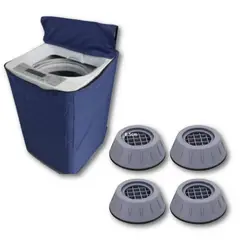GENERICO - Funda Lavadora Lona color Azul 15-22 kg + 4 Soportes