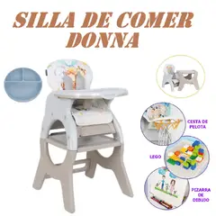 BABY HAPPY - Silla de Comer Reclinable 3 en 1 con Pizarra-Marron