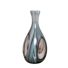 PANADECOR - Jarrón de Vidrio con Rayas Azules y Negras 41cm