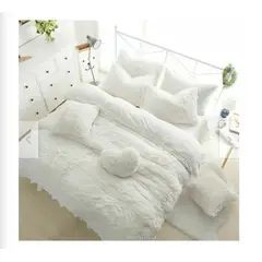 GENERICO - CUBRECAMA TRES PLAZAS KING DE PELUCHE PELO CORTO BLANCO