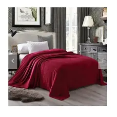 GENERICO - CUBRECAMA  TRES  PLAZAS KING DE PELUCHE PELO CORTO VINO TINTO