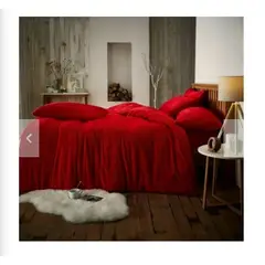 GENERICO - CUBRECAMA  TRES  PLAZAS KING DE PELUCHE PELO CORTO ROJO