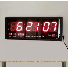 GENERICO - Reloj Digital 59x22cm GRANDE de Pared de Negocio con Calendario Fecha
