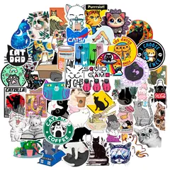 GENERICO - Sticker Gatos pack 50 piezas resistente al agua