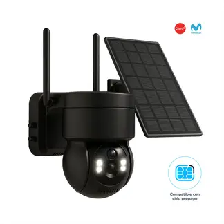 TRENDY TECH E I R L - Cámara de seguridad IP Exterior Panel Solar con Chip SIM 4G FHD Alarma