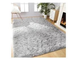GENERICO - Alfombra Rectangular peluche pelo largo 1.60 x 2.00m plata