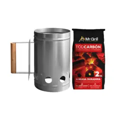 MR GRILL - Rapibrasas Encendedor De Carbón + Eco Carbón 2 kg -