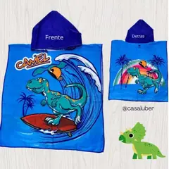 GENERICO - Toalla de Baño Tipo Capa con Capucha dino para Niños Verano