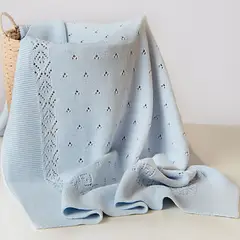 WAWA PIMA - MANTA TEJIDA PARA BEBE 100% ALGODON PIMA CALI CELESTE