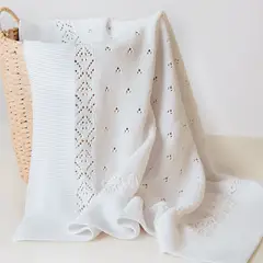 WAWA PIMA - MANTA TEJIDA PARA BEBE 100% ALGODON PIMA CALI BLANCO