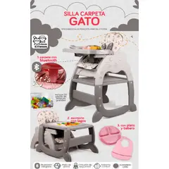 GENERICO - Silla Carpeta Bluetooth Lego Gato 3 en 1 -Gris