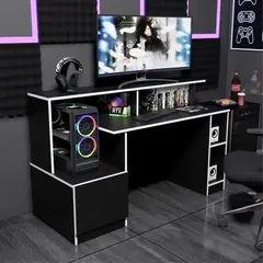 PELIKANO - Escritorio gamer 150 cm negro/blanco Innovaciones Lumik