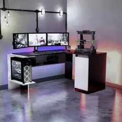 PELIKANO - Escritorio gamer L 140/106 cm blanco/negro Innovaciones Lumik