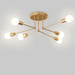 GENERICO - Lámpara de Techo Moderna de 6 Luces con Diseño Minimalista Dorado