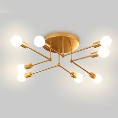 GENERICO - Lámpara de Techo Moderna de 6 Luces con Diseño Minimalista Dorado