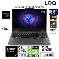 LENOVO - LOQ 15ARP9 15.6'' FHD AMD Ryzen 7 7435HS 24GB DDR5 512GB SSD RTX 4050 6GB GDDR6 Free DOS