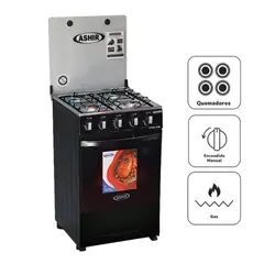GENERICO - Cocina A Gas 20″ 4 Quemadores STAR-20B – Negro