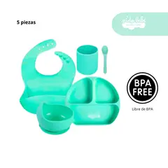 GENERICO - Set de alimentación de bebé 5 piezas color verde Ligth