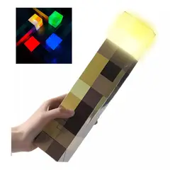 GENERICO - LÁMPARA LED DE 4 COLORES, ANTORCHA MINECRAFT BATERIA RECARGABLE