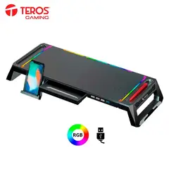 TEROS - Stand para Monitor TE-7131N RGB 4 Puertos USB Soporte de Celular