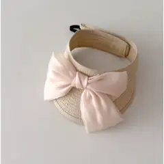 GENERICO - Sombrero de protección solar papa niña con lazo Beige