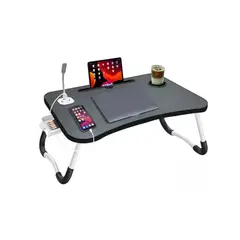 RISUTIMPORT - Mesa Plegable Lap Top Bandeja Portavasos Ventilador y luz USB NEGRO
