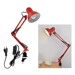 GENERICO - LAMPARA LED DE ESCRITORIO ROJO BRAZO AJUSTABLE BASE+CLIP +FOCO 5W