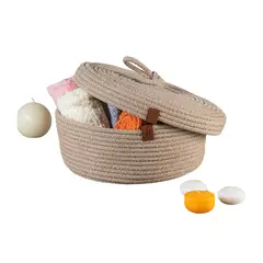 DORELINE - Canasta con tapa 100 % yute color blanco