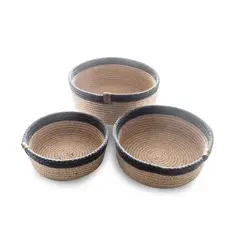 DORELINE - Set de 3 canastas de yute con tapa Doreline color gris oscuro