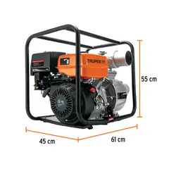 TRUPER - Motobomba autocebante 4x4 gasolina 15HP agrícola
