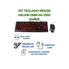 HALION - KIT TECLADO+MOUSE ODIN HA-515C GAMER
