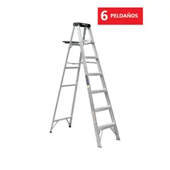 TRUPER - Escalera Tijera de Aluminio 6 Peldaños Soporta 150 kg