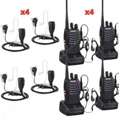SANC - 04 Radio Walkie Talkie Seguridad + 04 Audifono Microfono Tactico