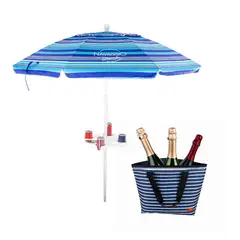 GENERICO - Sombrilla de Playa Premium UPF50+ con mesa + Bolso Térmico Tote 18L