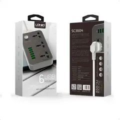 LDNIO - Regleta de enchufes universal 6 USB protector sobretensiones