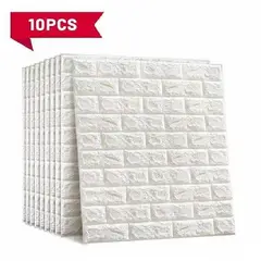 GENERICO - SET X 10 PAPEL TAPIZ AUTOADHESIVO 3D LADRILLO BLANCO