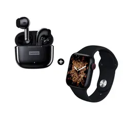 LENOVO - Audífono LP40 PRO BT Negro+Smartwatch I8 Pro Max Serie 8 Negro