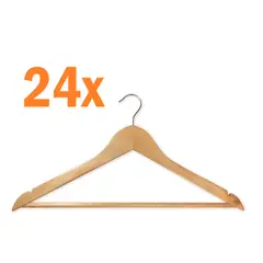 GENERICO - 24 ganchos colgadores perchas de ropa de madera
