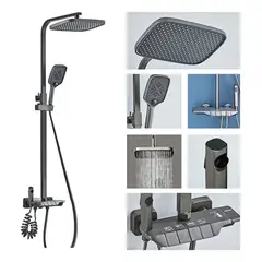 QUICK - Ducha Columna Moderna 4 Funciones Llave Botones Negro Mate