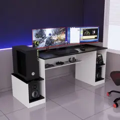 PELIKANO - Escritorio gamer 180 cm negro/blanco Innovaciones Lumik