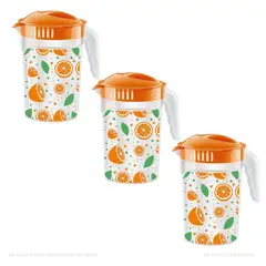 POLINPLAST - Set de 3 Jarras Polin 4 L Decoradas Con Tapa Segura y Firme